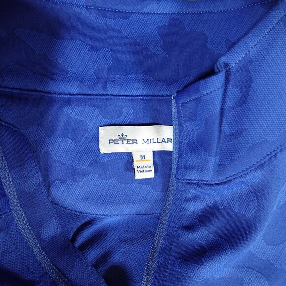 Peter Millar Perth Camo 1/4 Zip Pullover Mens M Company Logo Athletic Blue - Picture 7 of 12